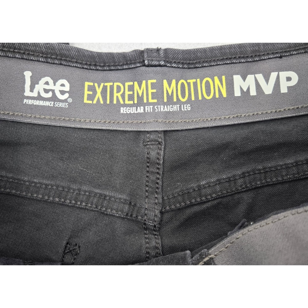 LEE EXTREME MOTION MVP Jeans Mens 35x34 Vintage Black Stretch Regular Straight - Picture 4 of 13